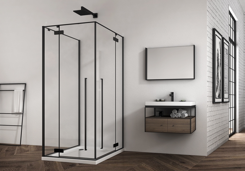 EX-427-2 6/8mm att zwart 3-zijdig glasscharnier premium douchewand